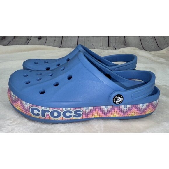 CROCS Bayaband Chevron Clog Size Men’s 9 Women’s 11 Blue - Picture 1 of 9